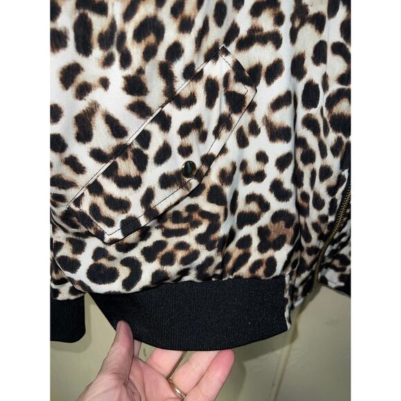 Susan Graver Large Leopard BOMBER JACKET Animal Print Sporty Coat QVC 14 16 NEW - Picture 6 of 11
